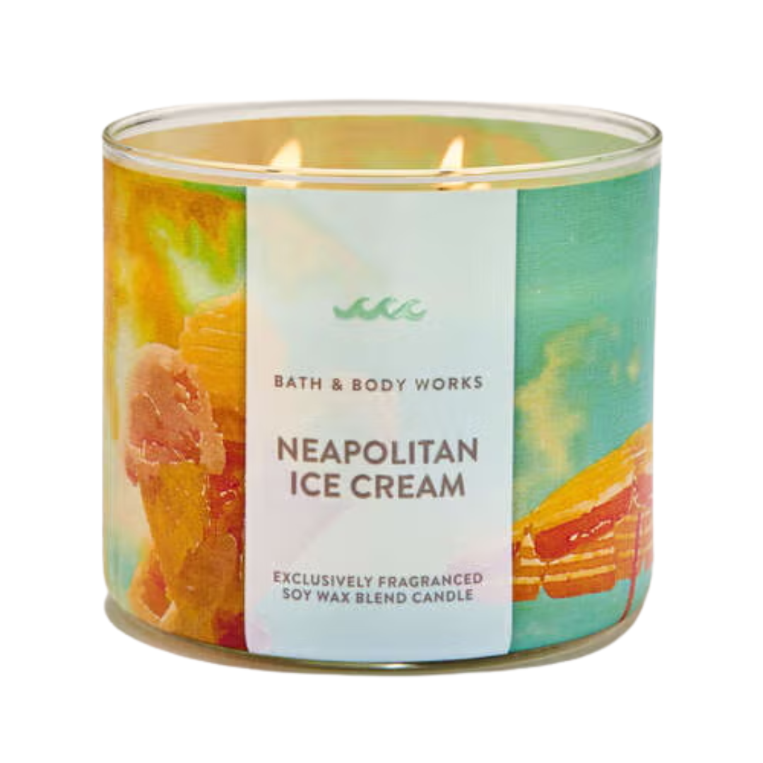 Bath & Body Works Neapolitan Ice Cream 3-Wick Candle, 14.5 oz | 411 g